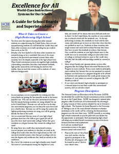 Excellence for All World-Class Instructional Systems for Our Schools A Guide for School Boards and Superintendents