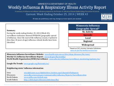 Weekly Influenza & Respiratory Illness Activity Report - Minnesota Dept. of Health