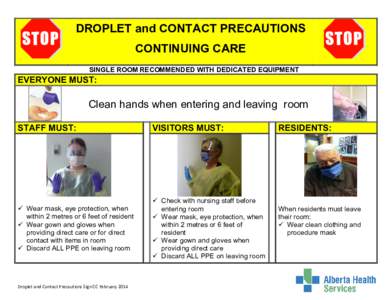 Droplet and Contact Precautions Sign - Continuing Care
