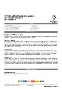 [removed]UEFA Champions League MATCHWEEK STATS PACK MATCHWEEK 13