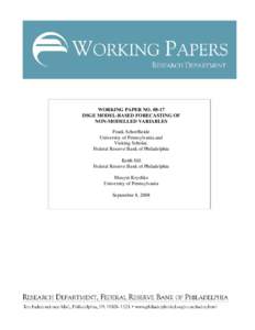 WORKING PAPER NODSGE MODEL-BASED FORECASTING OF NON-MODELLED VARIABLES Frank Schorfheide University of Pennsylvania and Visiting Scholar,