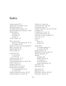 Index Cofactor of a matrix, 62 Comaximal ideals, 108, 120 Commutative ring, 37 Complex numbers, 1, 40, 46, 47, 97, 104 Conjugate, 64