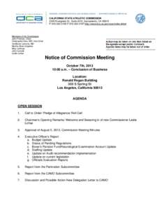 BUSINESS, CONSUMER SERVICES, AND HOUSING AGENCY • GOVERNOR EDMUND G. BROWN JR.  CALIFORNIA STATE ATHLETIC COMMISSION 2005 Evergreen St., Suite 2010, Sacramento, CA[removed]P[removed]F[removed]http://www.dca.ca.