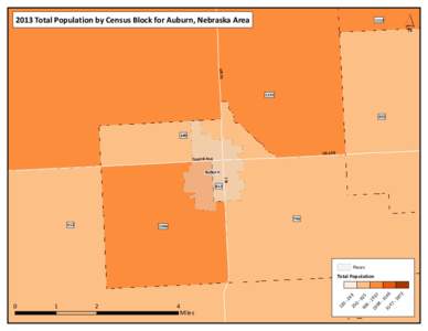 2013 Total Population by Census Block for Auburn, Nebraska Area[removed]US-75