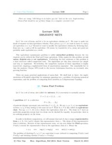 Lecture XIII  §1. Union Find Problem Page 1