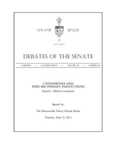 Debates of the Senate 1st SESSION .  41st PARLIAMENT