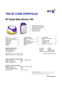 THE BT CARE PORTFOLIO BT Digital Baby Monitor 300    