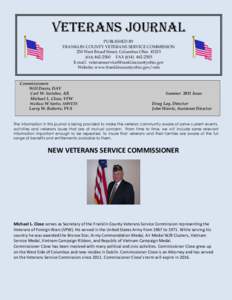 VETERANS JOURNAL PUBLISHED BY FRANKLIN COUNTY VETERANS SERVICE COMMISSION 250 West Broad Street, Columbus Ohio[removed]2500 FAX[removed]E-mail: [removed]