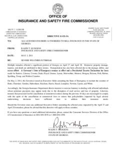 OFFICE OF INSURANCE AND SAFETY FIRE COMMISSIONER RALPH T. HUDGENS