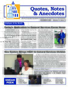 Quotes, Notes & Anecdotes Monthly E ­ mployee Newsletter Published by the Department of Administration DECEMBER[removed]Volume 16, Issue 12