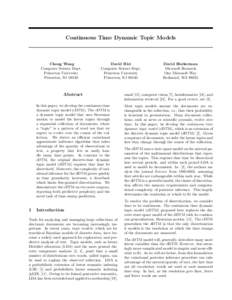 Statistical models / Dynamic topic model / Markov models / Control theory / Variational Bayesian methods / Latent Dirichlet allocation / Mixture model / Topic model / Probabilistic latent semantic analysis / Statistics / Statistical natural language processing / Bayesian statistics