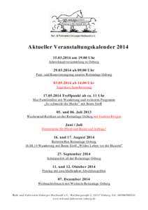 Aktueller Veranstaltungskalender[removed]um[removed]Uhr Jahreshauptversammlung in Osburg[removed]ab[removed]Uhr Putz- und Renovierungstag unserer Reitanlage Osburg