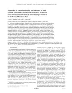 Seasonality in spatial variability and influence of land use/land cover and watershed characteristics on stream water nitrate concentrations in a developing watershed in the Rocky Mountain West