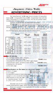 «Argumenty i Fakty» Weekly  ADVERTISING PRICES