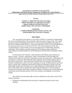 Identity politics / Multiculturalism / Sociology of culture / Critical pedagogy / Social psychology / Cultural competence / Diversity / Marginalization / Identity / Sociology / Education / Cultural studies