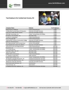 www.theNCAlliance.com  Top Employers for Cumberland County, NC Company Name Department of Defense