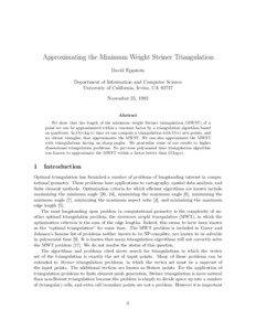 Approximating the Minimum Weight Steiner Triangulation David Eppstein Department of Information and Computer Science