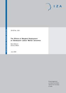 The Effects of Marginal Employment on Subsequent Labour Market Outcomes