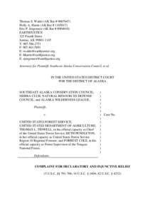 Thomas S. Waldo (AK Bar # [removed]Holly A. Harris (AK Bar # [removed]Eric P. Jorgensen (AK Bar # [removed]EARTHJUSTICE 325 Fourth Street Juneau, AK[removed]