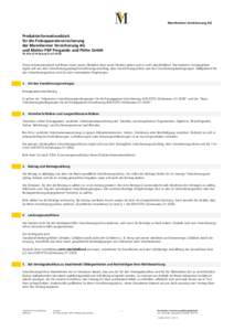 Mannheimer Versicherung AG  Produktinformationsblatt für die Fotoapparateversicherung der Mannheimer Versicherung AG und Makler P&P Pergande und Pöthe GmbH