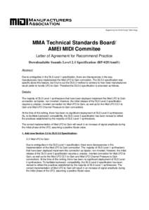 Supporting the Arts through Technology  MMA Technical Standards Board/ AMEI MIDI Commitee Letter of Agreement for Recommend Practice Downloadable Sounds Level 2.1 Specification (RP-025/Amd1)