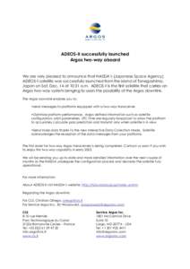 ADEOS II / Adeos / Japan Aerospace Exploration Agency / Argos / Spaceflight / Japanese space program / Space technology