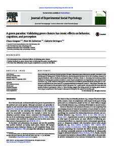 Journal of Experimental Social Psychology–165  Contents lists available at ScienceDirect Journal of Experimental Social Psychology journal homepage: www.elsevier.com/locate/jesp