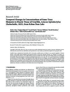 Temporal Changes in Concentrations of Some Trace Elements in Muscle Tissue of Crayfish, Astacus leptodactylus (Eschscholtz, 1823), from Keban Dam Lake