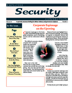 EMPLOYEE  Security CONNECTION A quarterly awareness briefing for defense industry and government employees