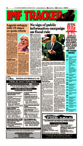 C8  THE GLEANER, WEDNESDAY, JANUARY 22, 2014 • www.jamaica-gleaner.com • Lagarde unhappy with US stance