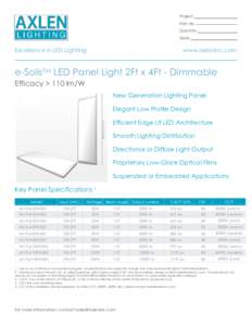 Project Part No. Quantity Date  Excellence in LED Lighting