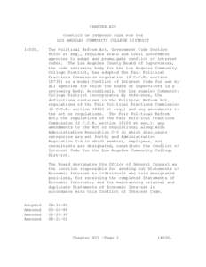 CHAPTER XIV CONFLICT OF INTEREST CODE FOR THE LOS ANGELES COMMUNITY COLLEGE DISTRICT[removed]The Political Reform Act, Government Code Section