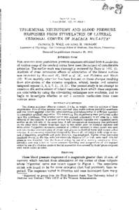 Reprinted from J. Neuyophysiol., 1950, 13: TRIGEMINAL NE1JROTOMY AND BLOOD PRESSURE RESPONSES FR01VI STIMULATION OF LATERAL CEREBRAL CORTEX OF MACACA MULATTA*