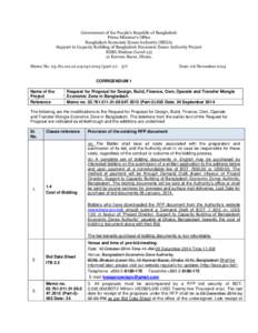 Government of the People’s Republic of Bangladesh Prime Minister’s Office Bangladesh Economic Zones Authority (BEZA) Support to Capacity Building of Bangladesh Economic Zones Authority Project BDBL Bhaban (Level-15) 