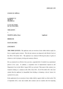 [2012] QCA 323  COURT OF APPEAL de JERSEY CJ MUIR JA