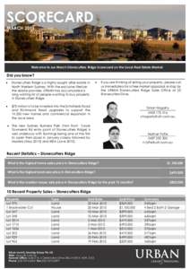 SCORECARD MARCH 2015 Welcome to our March Stonecutters Ridge Scorecard on the Local Real Estate Market.  Did you know?