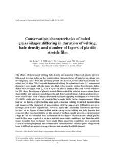 Irish Journal of Agricultural and Food Research 48: 21–34, 2009  Conservation characteristics of baled grass silages differing in duration of wilting, bale density and number of layers of plastic stretch-film