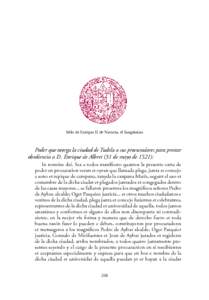 Sello de Enrique II de Navarra, el Sangüesino  Poder que otorga la ciudad de Tudela a sus procuradores para prestar obediencia a D. Enrique de Albret (31 de mayo de 1521): In nomine dei. Sea a todos maniﬁesto quantos 