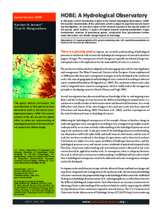 Special Section: HOBE  Karsten H. Jensen* Tissa H. Illangasekare  HOBE: A Hydrological Observatory