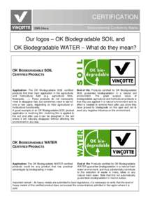 CERTIFICATION 2BR-24e-a Environmental Conformity Marks  Our logos – OK Biodegradable SOIL and