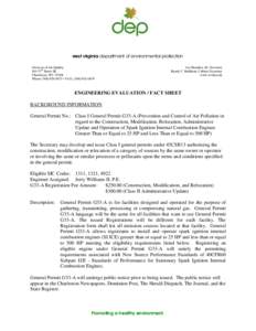 west virginia department of environmental protection Division of Air Quality 601 57th Street SE Charleston, WV[removed]Phone[removed] • FAX: ([removed]