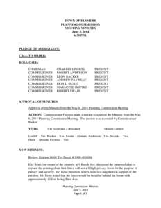 TOWN OF ELSMERE PLANNING COMMISSION MEETING MINUTES June 3, 2014 6:30 P.M. .