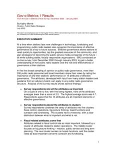 Gov-o-Metrics 1 Results From the Gov-o-Metrics Online Survey: December 2002 – January 2003 By Kathy Merritt Director, Public Media Strategies July 2003