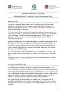 Marine Compliance Taskforce Progress Report - January 2014 to December 2014