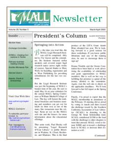 Newsletter Volume 29, Number 5 March/April[removed]President’s Column