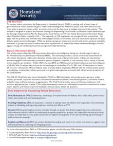 UNCLASSIFIED  Countering Violent Extremism (CVE) Educational Sheet In partnership with the Federal Bureau of Investigation  CVE Overview