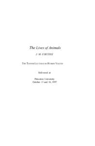 The Lives of Animals / Elizabeth Costello / J. M. Coetzee / Treblinka extermination camp / Peter Singer / Mary Midgley / Animal rights / Animal welfare / Philosophy