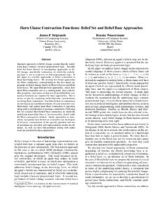 Horn Clause Contraction Functions: Belief Set and Belief Base Approaches James P. Delgrande Renata Wassermann  School of Computing Science,