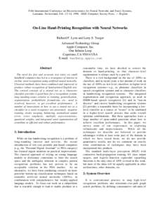 Fifth International Conference on Microelectronics for Neural Networks and Fuzzy Systems, Lausanne, Switzerland, Feb. 12–14, 1996. IEEE Computer Society Press. — Reprint On-Line Hand-Printing Recognition with Neural 