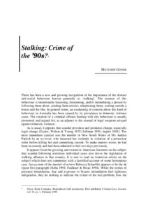Stalking : crime of the '90s?